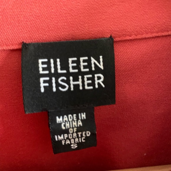 Eileen Fisher Small Red Jacket Military Asian Minimalistic Blouse Zip Up - Picture 4 of 15